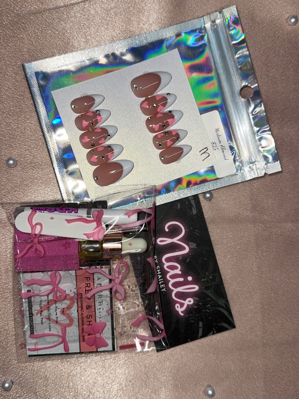 Pink and White Press-On Nail Set
